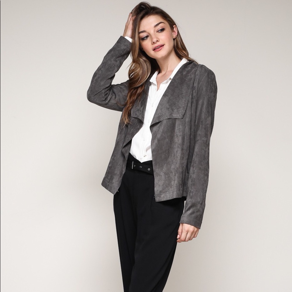 FAUX SUEDE POCKETED  JACKET